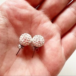 Silver Sparkle Sphere Stud Earrings